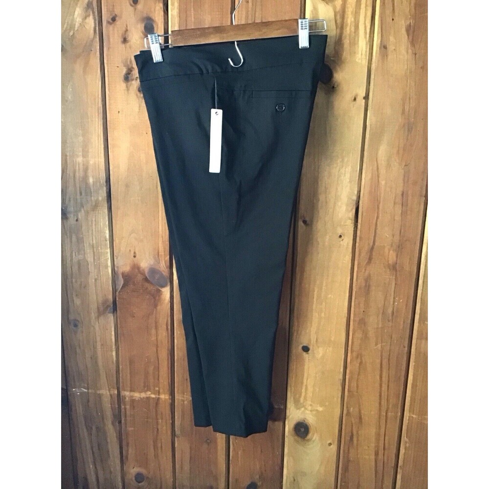 Matt M Black Dress Pants Sz 12 Cropped Trousers Flat Front NWT Work Stretch